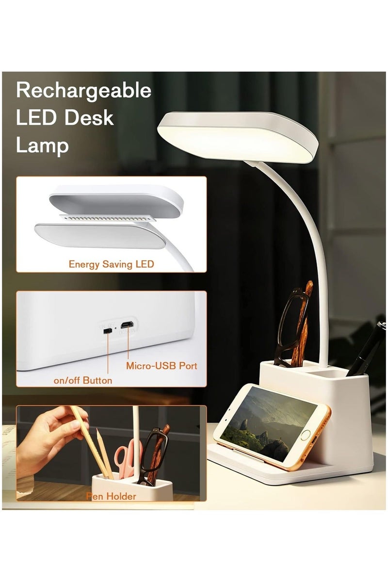 Mini LED Desk Lamp Home Office Lamps White Light Kids Study Desktop/Computer Bedroom Rechargeable Battery Operated Reading Goose Neck Foldable Multicolor - Image 4